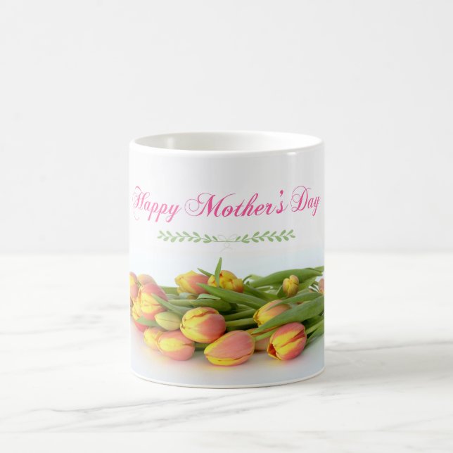 Happy Mother's Day with Yellow and Orange Tulips Coffee Mug (Center)