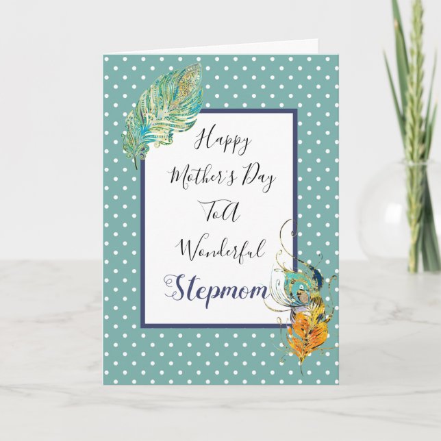 Happy Mother's Day Wonderful Stepmom Feathers Card (Front)