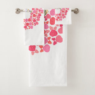 Happy Mothers Day Wreath Bath Towel Set