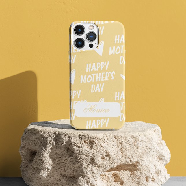 Happy Mother's Day yellow background custom name Case-Mate iPhone Case (Happy Mother's Day yellow background custom name Case-Mate iPhone Case)