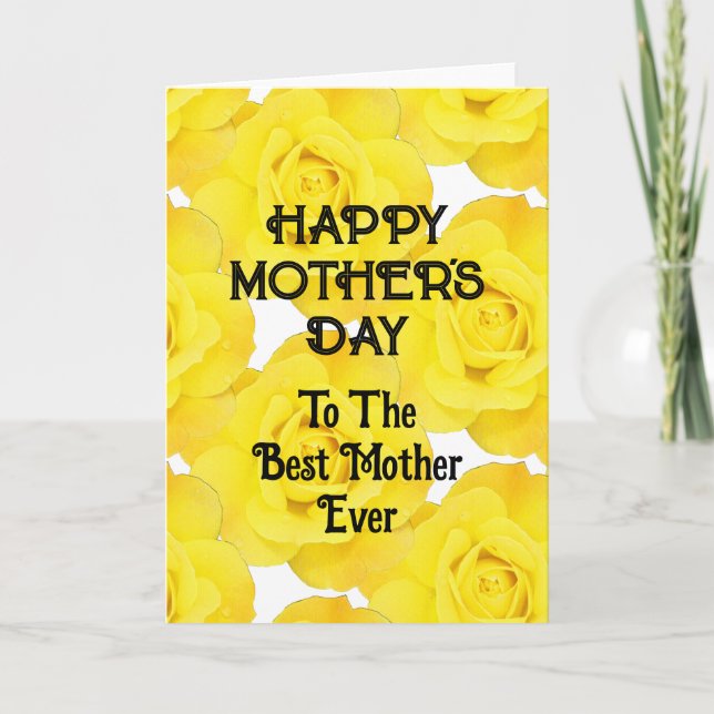 Happy Mother's Day Yellow Floral Custom Text 2025 Holiday Card (Front)