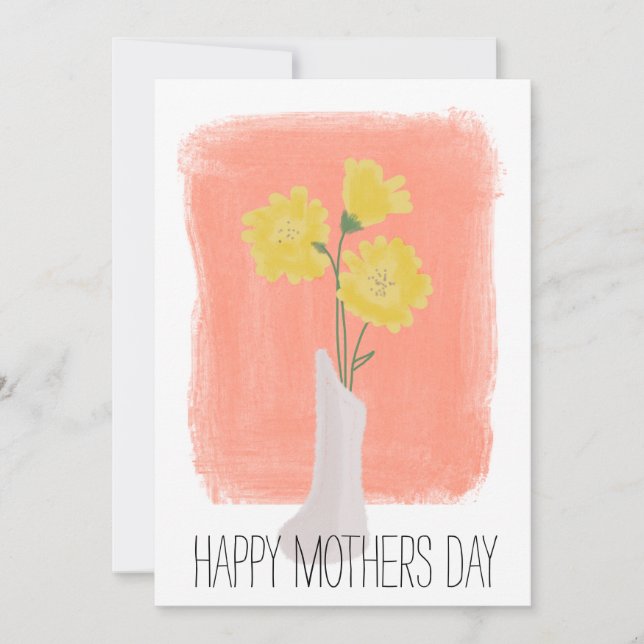 Happy Mothers Day Yellow Florals Brush Stroke Card (Front)