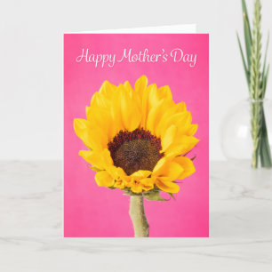 Happy Mother's Day Yellow Flower on Pink  Holiday Card