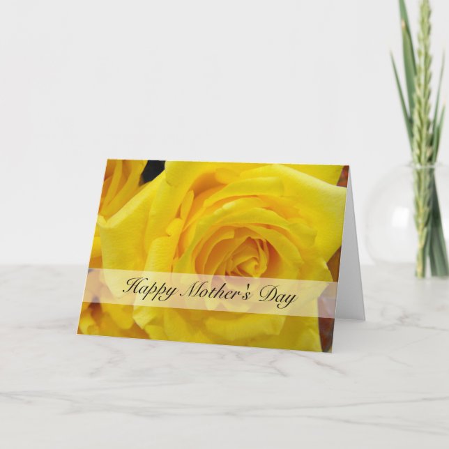 Happy mother's day yellow rose  greeting card. card (Front)