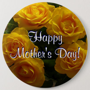 Happy Mother's Day Yellow Roses 6 Cm Round Badge