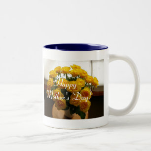 Happy Mother's Day Yellow Roses Two-Tone Coffee Mug
