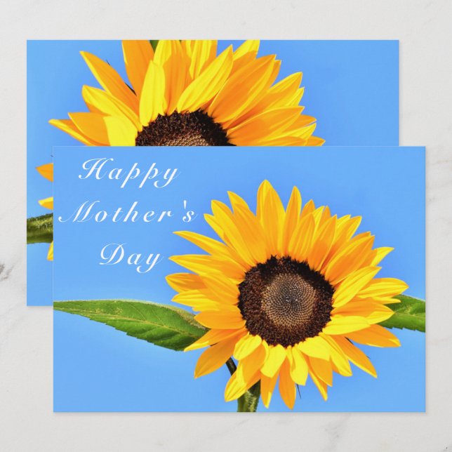 Happy Mother's Day - Yellow Sunflower on Blue Sky  Card (Front/Back)