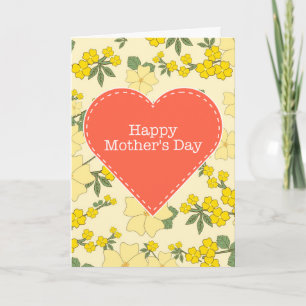 Happy Mother's Day yellow vintage floral card