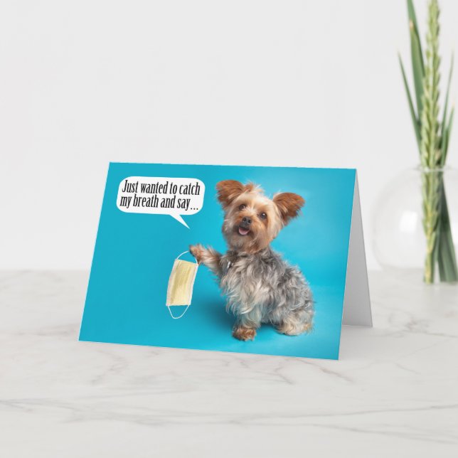 Happy Mother's Day Yorki With Face Mask Humour Card (Front)
