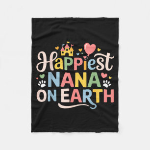Happy mothers grandma son daughter happiest nana o fleece blanket