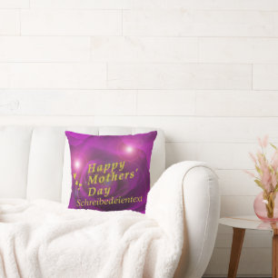 happy mothers puple and gold cushion