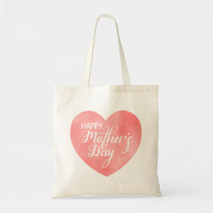 Happy mothr's day in pink heart tote bag