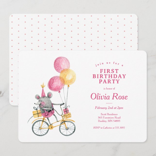 Happy Mouse Birthday Invitation (Front/Back)