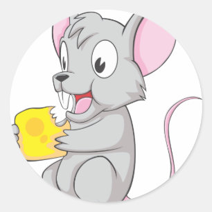 Happy Mouse Eating Cheese Classic Round Sticker