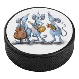Happy Mouse Music Band Fun Hockey Puck