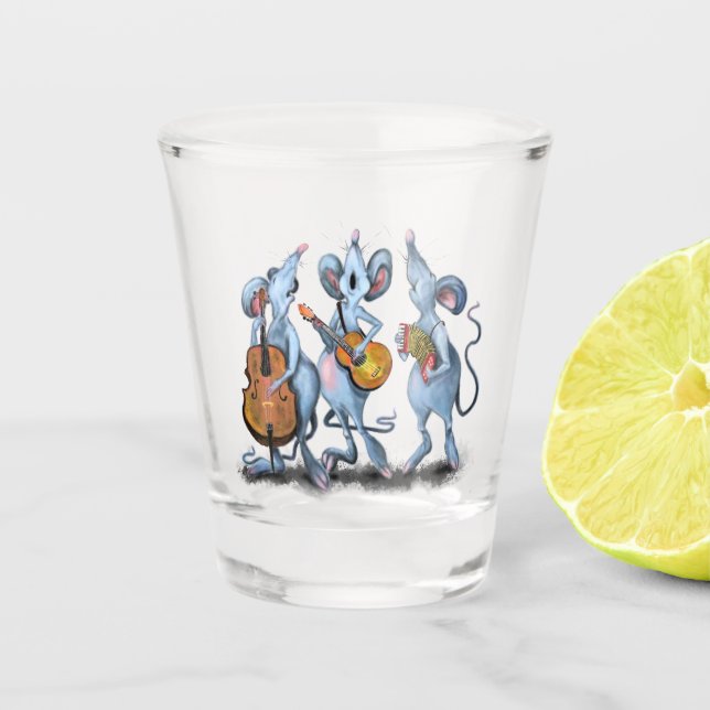 Happy Mouse Music Band Fun Shot Glass (Front)