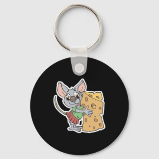 happy mouse with cheese key ring