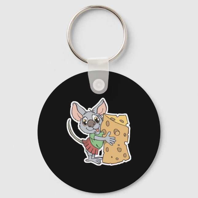 happy mouse with cheese key ring (Front)
