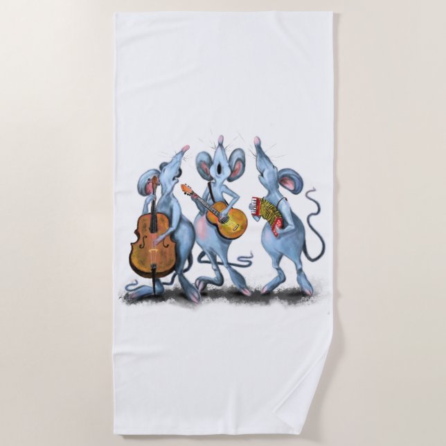 Happy Mouses Music Band Beach Towel Fun (Front)