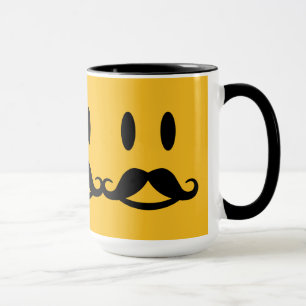 Happy Moustache Smiley custom mugs