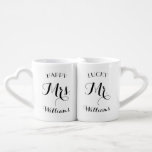 Happy Mrs. Lucky Mr. Wedding Engagement Gift Coffee Mug Set<br><div class="desc">Delight the newlyweds with the lovely personalised coffee mug set!</div>