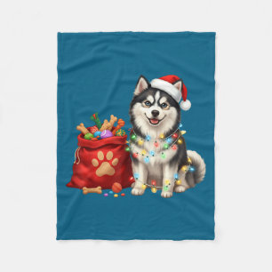 Happy Msky Christmas Lights Dog Mom Msky  Fleece Blanket