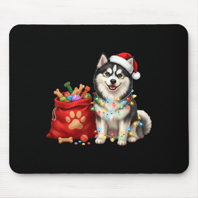 Happy Msky Christmas Lights Dog Mom Msky  Mouse Mat (Front)