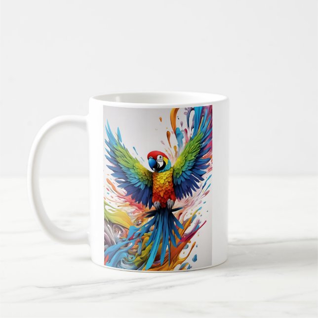 Happy Mug: Parrot showing his joy Coffee Mug (Left)