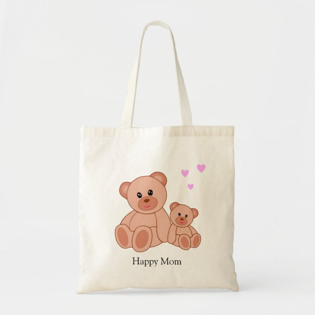 Happy Mum & Cute Bears Tote Bag (Front)