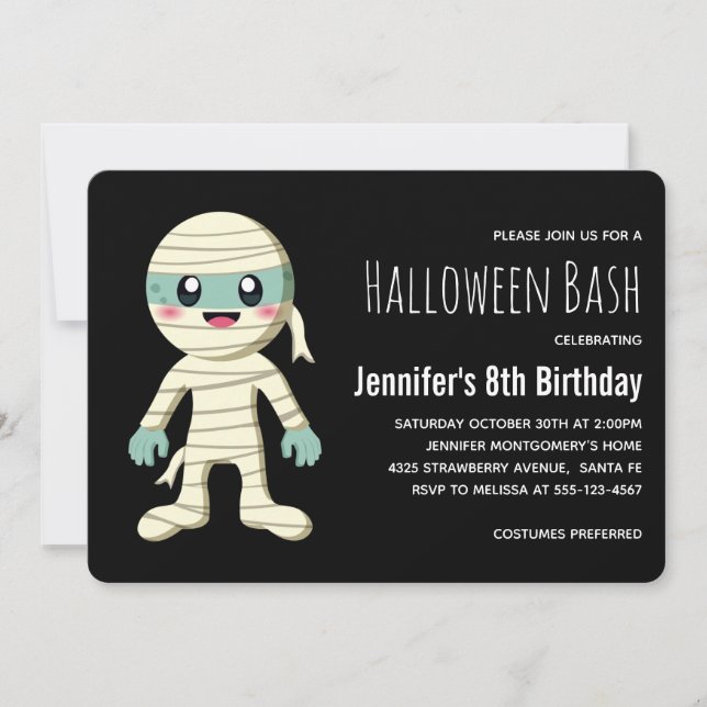 Happy Mummy Halloween Monster Birthday Invitation (Front)