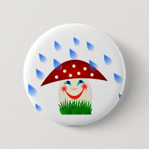 Happy mushroom 6 cm round badge