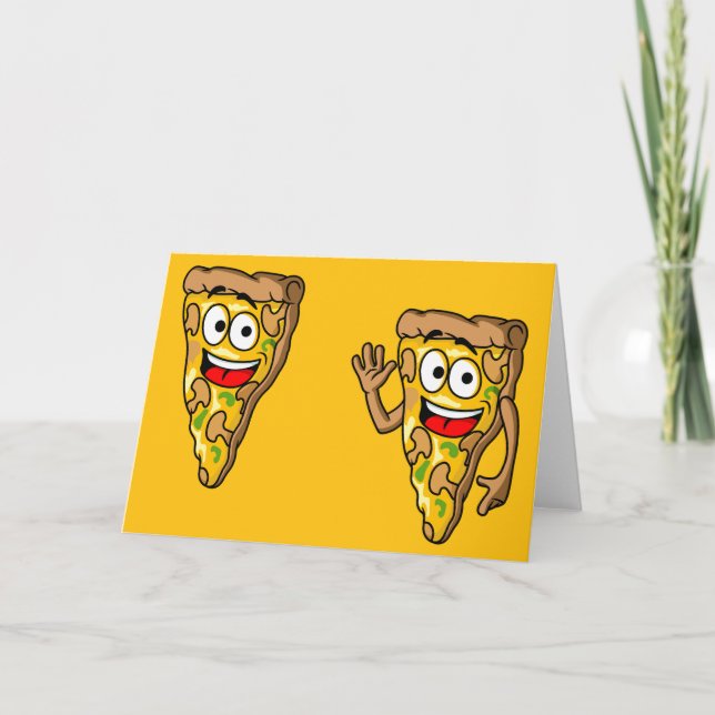 Happy Mushroom Pizza Slices Card (Front)