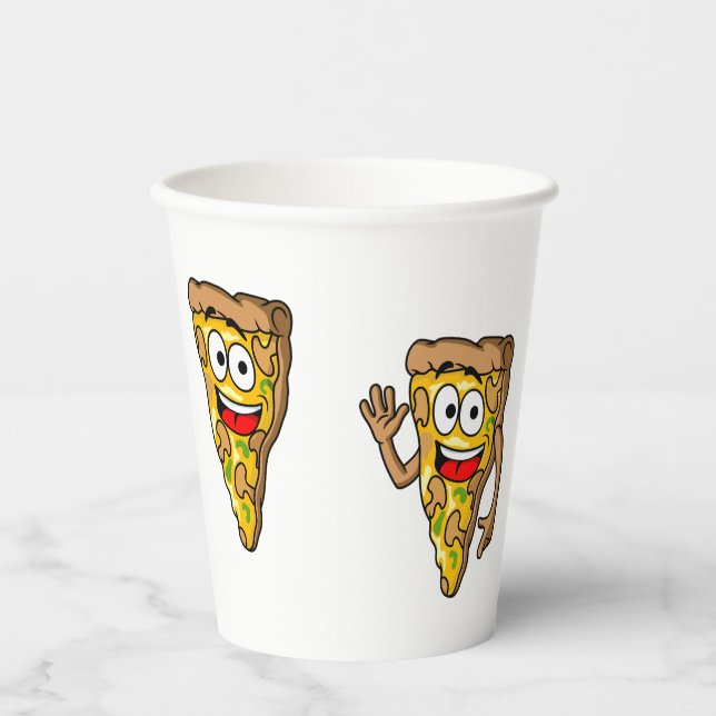 Happy Mushroom Pizza Slices Paper Cups (Front)
