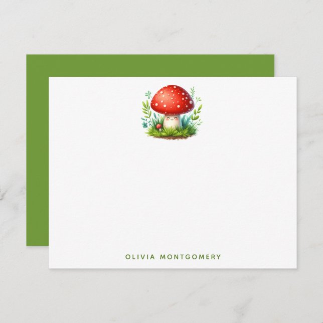 Happy Mushroom Redcap Illustration Custom Name Card (Front/Back)
