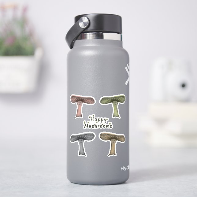 Happy mushrooms stickers (HydroFlask)