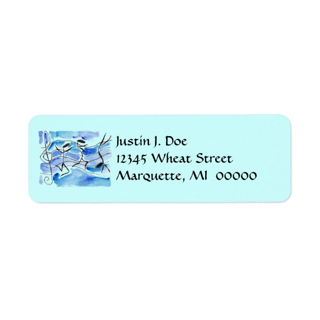 Happy Musical Notes Flipping Music Address Labels (Front)