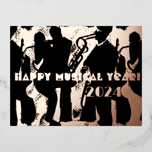 Happy Musical year 2024 Foil Holiday Postcard (Front)