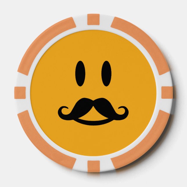 Happy Mustache custom poker chips (Front)