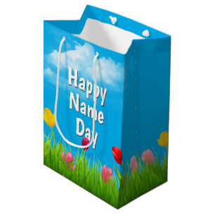 Happy Name Day Tulips Medium Gift Bag