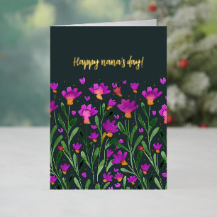 Happy nana's day Simple forget me not flowers Foil Holiday Card