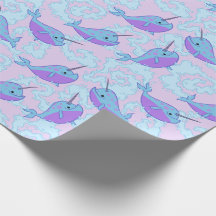 Happy Narwhal Pattern Wrapping Paper