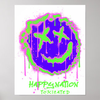 Happy Nation Toxified Art Poster – Bold, Ironic, a