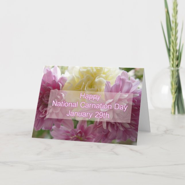 Happy National Carnation Day Black Card (Front)