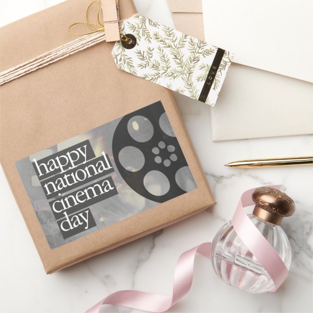 happy national cinema day rectangular sticker (Gifting)