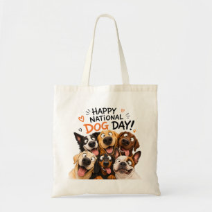 Happy National Dog Day Tote Bag Cute Funny Puppy