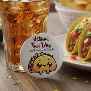 Happy National Taco Day First Tuesday in October 6 Cm Round Badge
