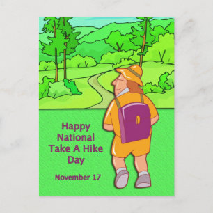Happy National Take A Hike Day November 17 Postcard