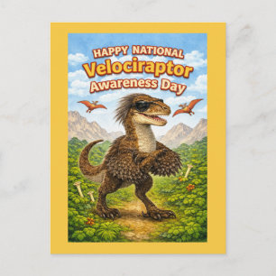 Happy National Velociraptor Awareness Day – Funny  Postcard