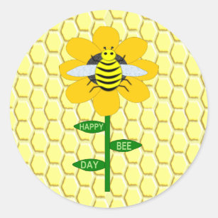 Happy Nee Day Birthday Bumblebee Classic Round Sticker