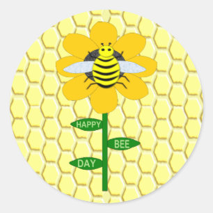 Happy Nee Day Birthday Bumblebee Classic Round Sticker